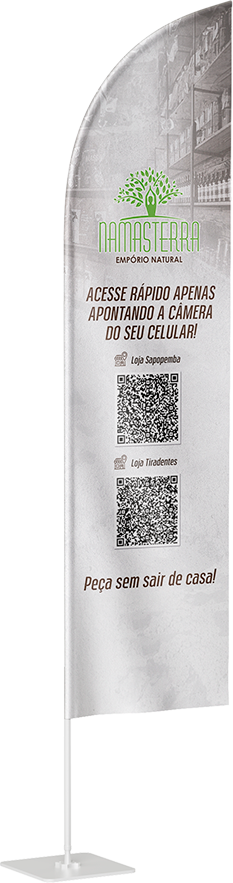 Wind banner Namasterra - QR code das lojas